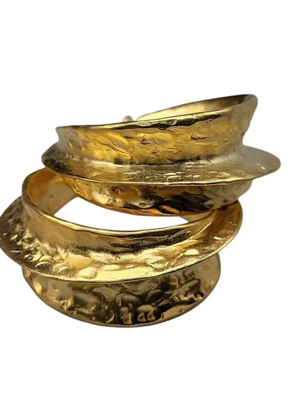 Kenneth Jay Lane Sculptured Brushed Gold Plated Hoop Clip-on Earrings KJL VTG - Picture 13 of 16